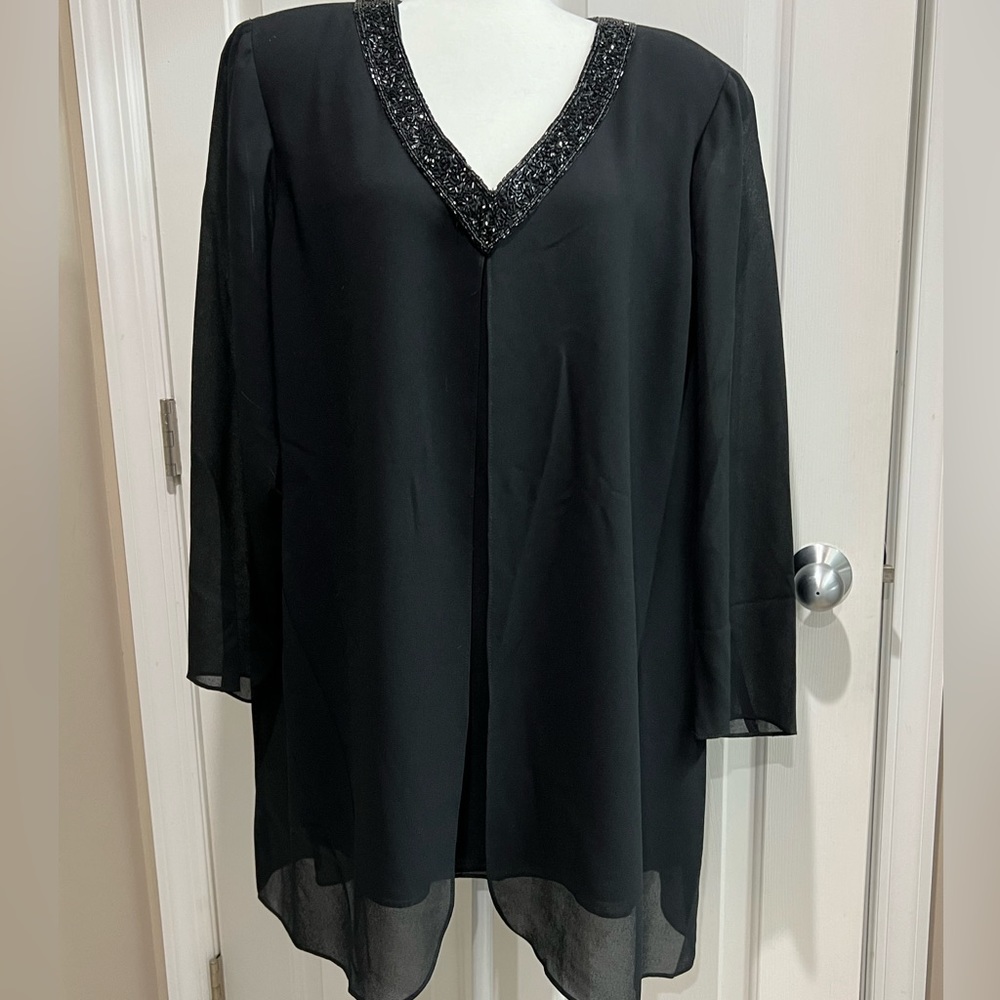 Vintage Julian Wilder black bead formal top size 20